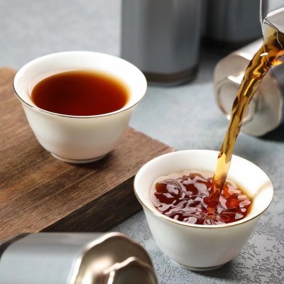 云南古树普洱熟茶糯米香碎银子陈年普洱茶叶实木礼盒18罐500g批发图4