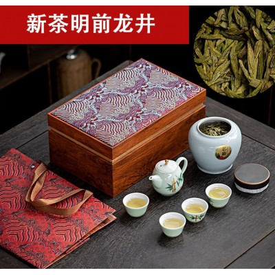 国潮创意礼品明前龙井茶叶西湖绿茶2022新茶现货礼盒嫩芽浓香