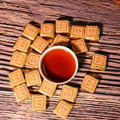 批发糯米香普洱茶 宫廷小沱茶 云南金典小方砖黑茶叶糯香勐海砖茶图2
