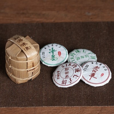 批发 云南普洱茶 迷你七子饼茶竹筐茶672g 一筐84片熟茶玲珑小饼图2