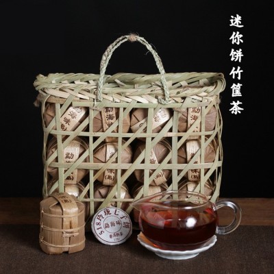 批发 云南普洱茶 迷你七子饼茶竹筐茶672g 一筐84片熟茶玲珑小饼