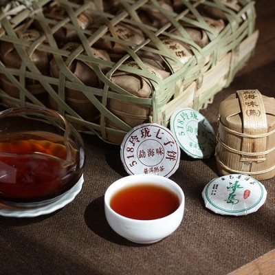 批发 云南普洱茶 迷你七子饼茶竹筐茶672g 一筐84片熟茶玲珑小饼图4