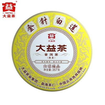 大益普洱茶 2001批金针白莲357g饼熟茶老茶客青睐 茶叶