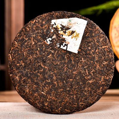 永明茶厂普洱茶熟茶古树宫廷贡饼云南勐海七子饼熟普茶叶黑茶3 57g图3