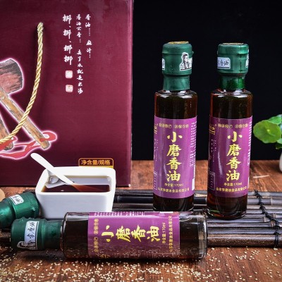 自榨香油石磨芝麻香油家庭装礼盒食用小磨香油月子油年会礼盒