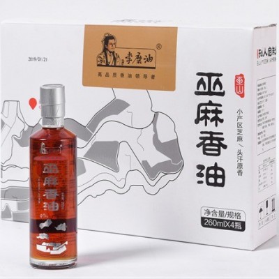 李磨油工厂直供批发销售巫麻香油礼盒（260ml*4)食用油芝麻油家用