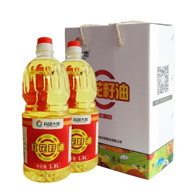 兵团大地礼盒红花籽油1.8L*2一级物理压榨植物油健康油包邮图3