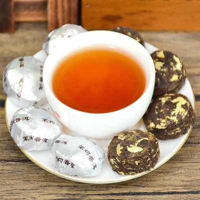 棠谦云南茉莉花香普洱茶陈年宫廷熟茶迷你小沱茶小茶饼坨茶叶罐装图3