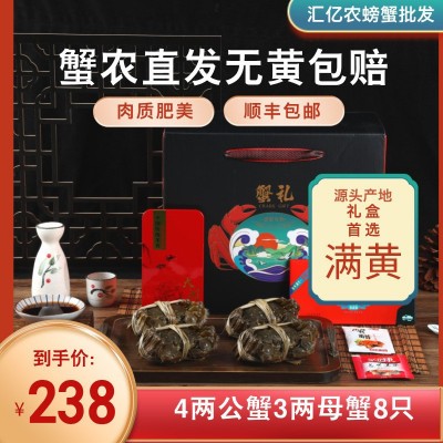 固城湖大闸蟹4两公蟹3两母蟹八只节日送礼 源头产地鲜活螃蟹礼盒