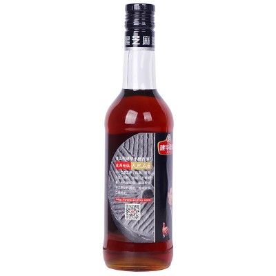 建华纯黑小磨芝麻香油传统石磨工艺水代法香油450ml