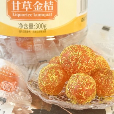 川知贝甘草金桔300克罐装酸甜开胃休闲小零食果脯蜜饯正宗金橘干图3