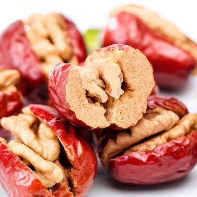 红枣夹核桃仁独立包装批发500g 代发核桃夹心红枣零食大枣夹核桃图3