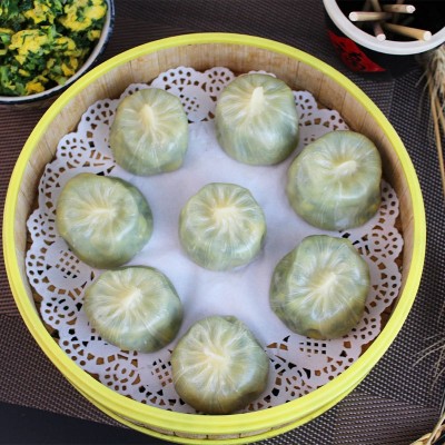 今三麦水晶薄皮素包韭菜鸡蛋纯素包点早餐半成品食品厂家定制批发图5