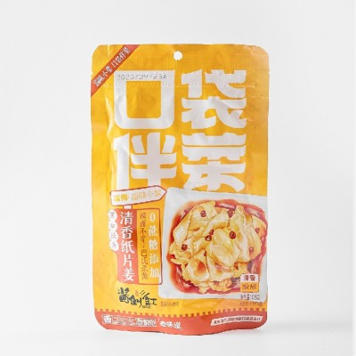 厂家供应128g纸片姜 清香嫩姜榨菜下饭菜咸菜泡菜生姜芽图5