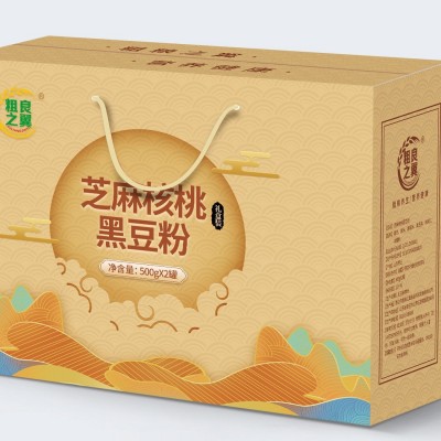 芝麻核桃黑豆粉精美礼盒 即食饱腹代餐粉源头厂家新老包装随机发图4