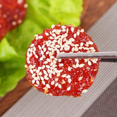 网红零食猪肉脯潮汕碳烤蜜汁芝麻风味散装休闲即食特产猪肉干批发图4