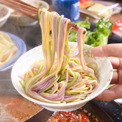 南泥湾三色火锅麻辣烫肥牛面半干面多彩蔬菜面条餐饮食材挂面发整图4