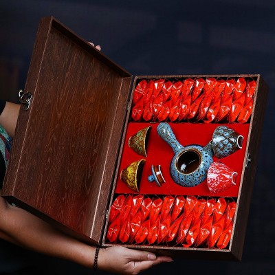 送彩瓷茶具2021新茶武夷岩茶大红袍乌龙茶小包装茶叶礼盒装300克图2