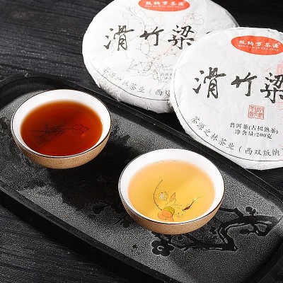 版纳万茶源滑竹梁子普洱茶生茶茶饼200克熟茶云南厂家醇厚茶叶图3