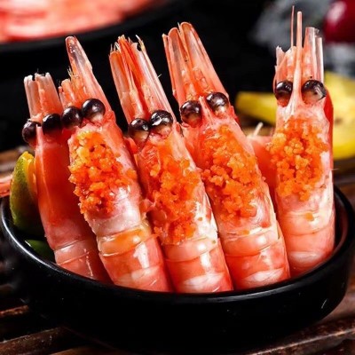 北极虾新鲜甜虾刺身超大带籽即食冰虾鲜活头籽甜虾冻虾海鲜批发 3斤图3