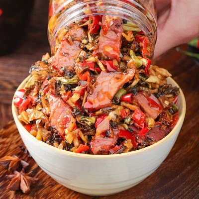 腊肉外婆菜下饭菜咸菜芥菜预制菜熟食外婆菜开胃下饭菜香辣瓶装 1瓶图2