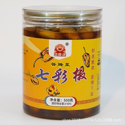 灯笼泡椒酸辣五彩椒500g瓶装脆口下饭蒜泡辣椒厂家一件代发 1瓶图2