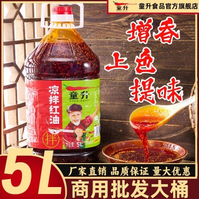 童升商用5L油辣子四川油泼辣子麻辣烫串串凉拌菜餐饮调料辣椒油 1瓶图2