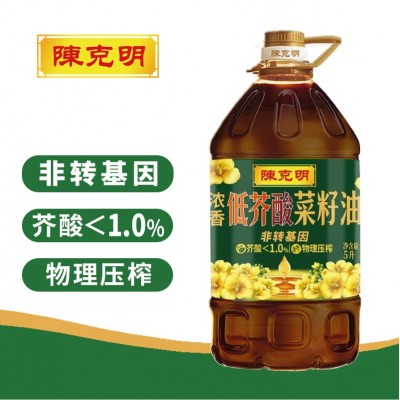 陈克明浓香低芥酸菜籽油5升L非转基因物理压榨食用油纯正菜油大桶 1桶图2