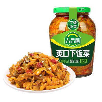 吉香居爽口下饭菜酸菜香辣多口味泡菜瓶装榨菜批发350g、306可选图5