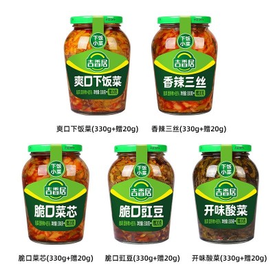 吉香居爽口下饭菜酸菜香辣多口味泡菜瓶装榨菜批发350g、306可选图2