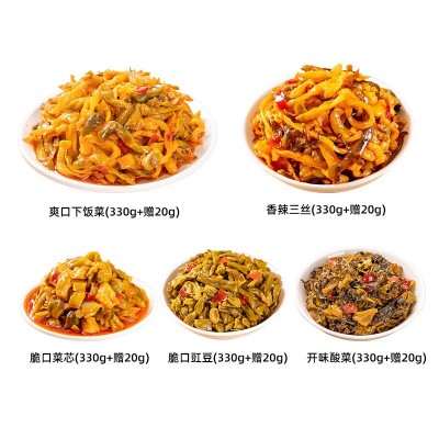 吉香居爽口下饭菜酸菜香辣多口味泡菜瓶装榨菜批发350g、306可选图3