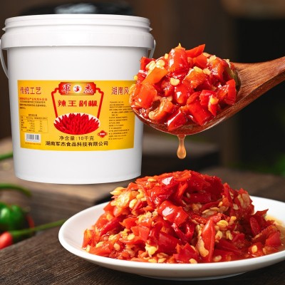湖南军杰辣王剁椒10公斤商用大桶装猛辣特辣朝天椒剁辣椒湘菜调味