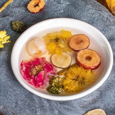 石斛三七花玫瑰元气茶枣片甘草桂圆肉重红玫瑰三七花紫皮石解菊花图3