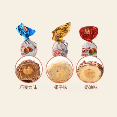 俄罗斯进口食品奶罐糖喜糖斯拉夫巧克力榛子仁夹心糖一件代发500g图5