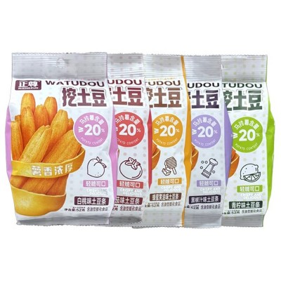正尊挖土豆薯条番茄黑胡椒味儿童解馋膨化小吃袋装52g休闲零食品