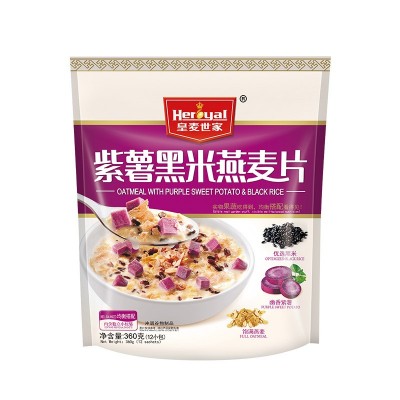 皇麦世家厂商批发 紫薯黑米燕麦片360g谷物冲调早餐营养早餐代餐
