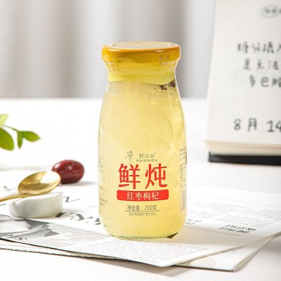 鲜山叔鲜炖银耳羹200g*6瓶/箱红枣口味免泡开盖即食便携瓶装罐头