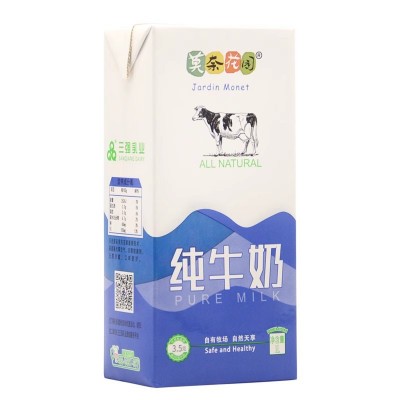 莫奈花园纯牛奶全脂牛奶1L*12盒整箱 成人早餐烘焙茶饮酸奶用